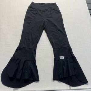Unbranded Ruffle Bell Bottom Yoga Pants Womens Large Black Excellent